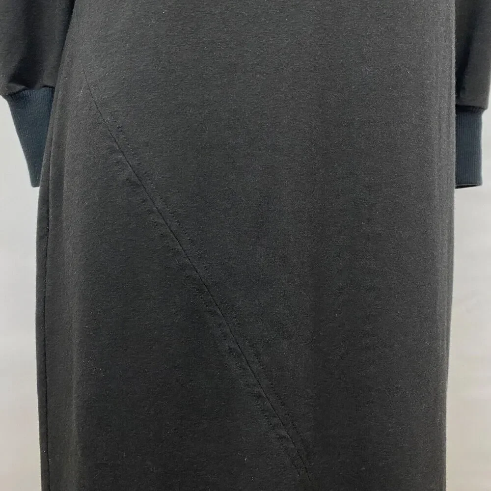 Blue Canoe Organic Black Dress Small Midi Knit Long Sleeves Mock Neck Career